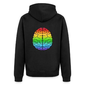 Rainbow Brain - célébrer la neurodiversité - Veste à capuche bio Premium Unisexe - noir - Dos - Nico (187cm)