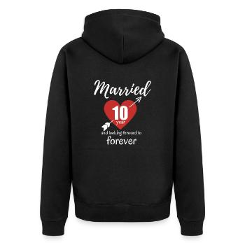 10th Wedding Anniversary - Unisex Premium Organic Zip Hoodie - black - Back - Nico (187cm)