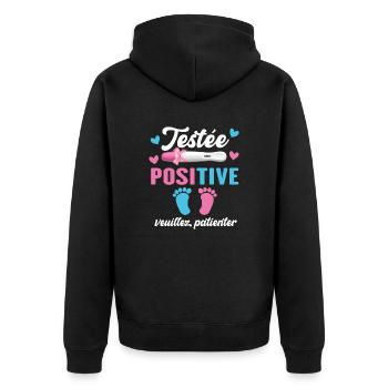 Testée Positive Veuillez Patienter Grossesse - Veste à capuche bio Premium Unisexe - noir - Dos - Nico (187cm)