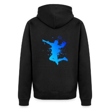 Badmintonspieler Federball Badminton Herren - Unisex Premium Bio Zip Hoodie - Schwarz - Hinten - Nico (187cm)