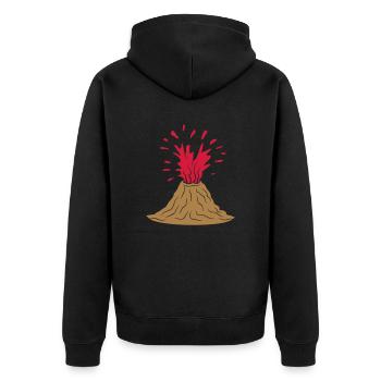 Vulkan Ausbruch Design - Unisex Premium Bio Zip Hoodie - Schwarz - Hinten - Nico (187cm)