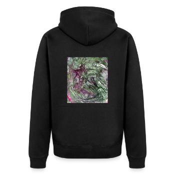 Farbverlauf grün rot - Unisex Premium Bio Zip Hoodie - Schwarz - Hinten - Nico (187cm)