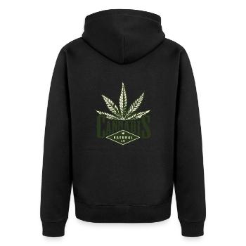 Cannabis Logo Natural 420 - Unisex Premium Bio Zip Hoodie - Schwarz - Hinten - Nico (187cm)