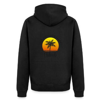 Mir egal ich habe Urlaub - Unisex Premium Bio Zip Hoodie - Schwarz - Hinten - Nico (187cm)