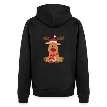 Cute Christmas Reindeer - Unisex Premium Organic Zip Hoodie - black - Back - Nico (187cm)