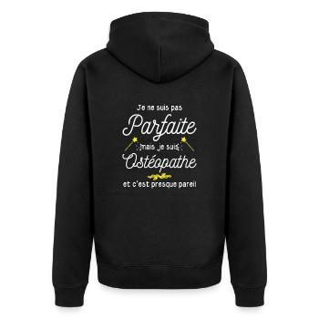 pas parfaite mais Ostéopathe - Veste à capuche bio Premium Unisexe - noir - Dos - Nico (187cm)