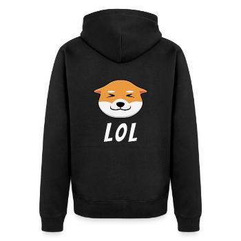 LOL - Chien Shiba-Inu au grand sourire Kawaii - Veste à capuche bio Premium Unisexe - noir - Dos - Nico (187cm)