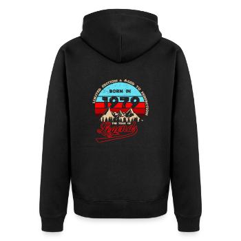 Legends 1979 - Unisex Premium Organic Zip Hoodie - black - Back - Nico (187cm)
