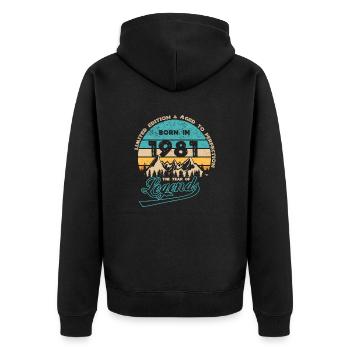 Legends 1981 - Unisex Premium Organic Zip Hoodie - black - Back - Nico (187cm)