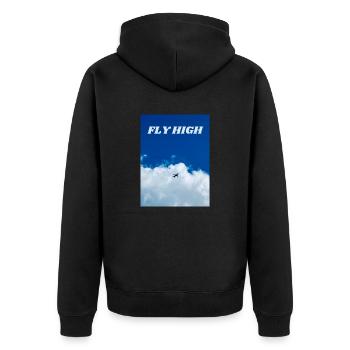 Fliegen Sie hoch. Drucken Sie mit realistischem Foto. - Unisex Premium Bio Zip Hoodie - Schwarz - Hinten - Nico (187cm)