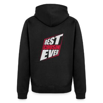 best cousin ever quote - Unisex Premium Organic Zip Hoodie - black - Back - Nico (187cm)