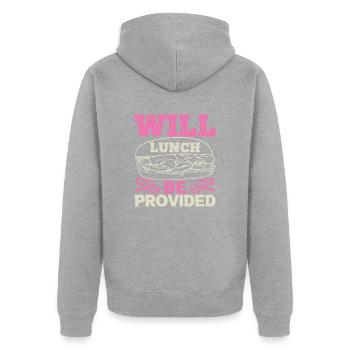 WIRD MITTAGESSEN ZUR VERFÜGUNG GESTELLT HUND - Unisex Premium Bio Zip Hoodie - Grau meliert - Hinten - Nico (187cm)
