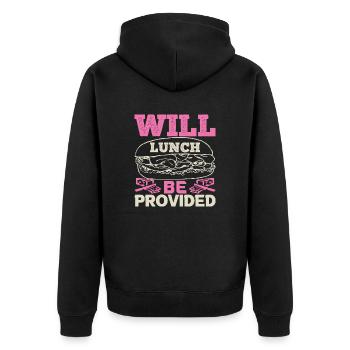 WIRD MITTAGESSEN ZUR VERFÜGUNG GESTELLT HUND - Unisex Premium Bio Zip Hoodie - Schwarz - Hinten - Nico (187cm)
