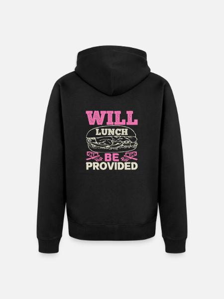 WILL LUNCH BE PROVIDED DOG - Unisex Premium Organic Zip Hoodie - black