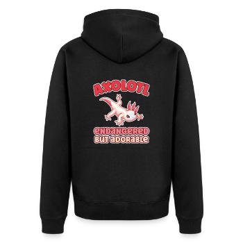Axolotl endangered but adorable - Unisex Premium Bio Zip Hoodie - Schwarz - Hinten - Nico (187cm)