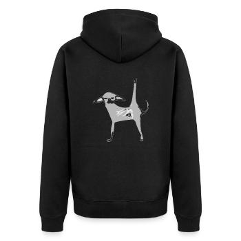 Cosmo, der Graue Chiwawa - Unisex Premium Bio Zip Hoodie - Schwarz - Hinten - Nico (187cm)