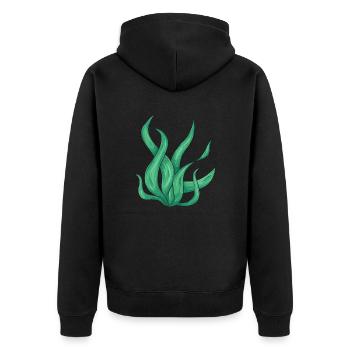 Wavy green plant - Unisex Premium Organic Zip Hoodie - black - Back - Nico (187cm)