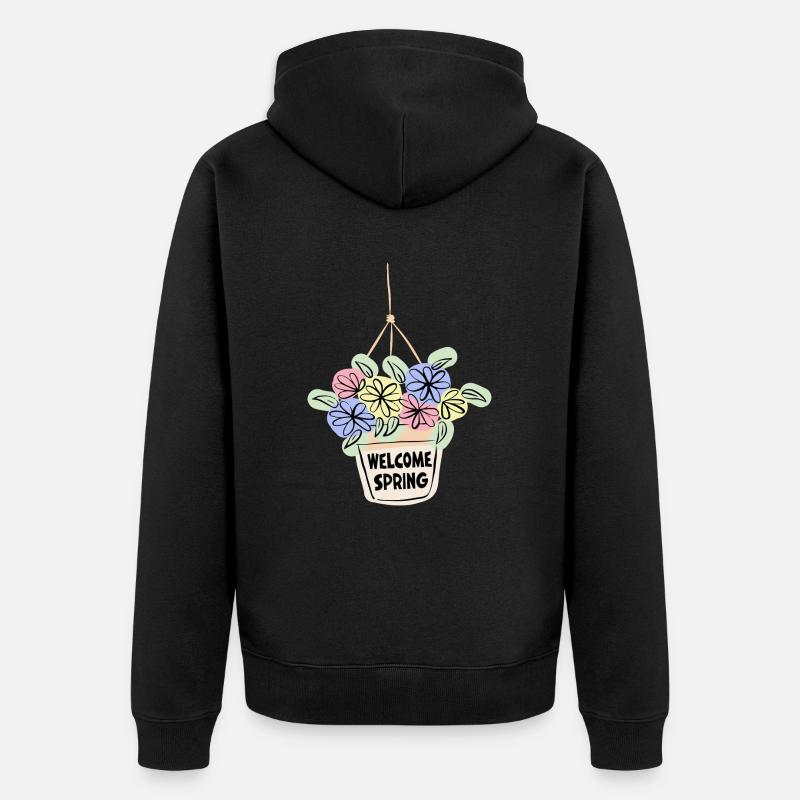 Welcome Spring - Unisex Premium Bio Zip Hoodie - Schwarz