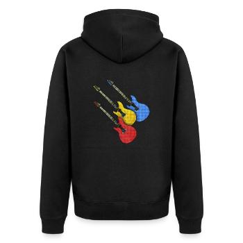 Gitarren - Unisex Premium Bio Zip Hoodie - Schwarz - Hinten - Nico (187cm)