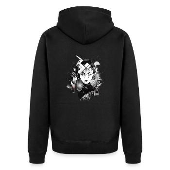 Die Geisha - Unisex Premium Bio Zip Hoodie - Schwarz - Hinten - Nico (187cm)