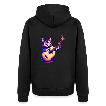 Guitarist Domestic Cat Cat Guitar Cat Kitten - Unisex Premium Organic Zip Hoodie - black - Back - Nico (187cm)