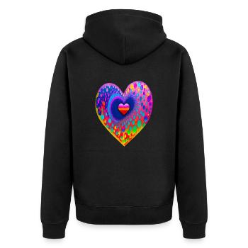 With heart - Unisex Premium Organic Zip Hoodie - black - Back - Nico (187cm)
