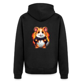 Süßer Hamster - Unisex Premium Bio Zip Hoodie - Schwarz - Hinten - Nico (187cm)