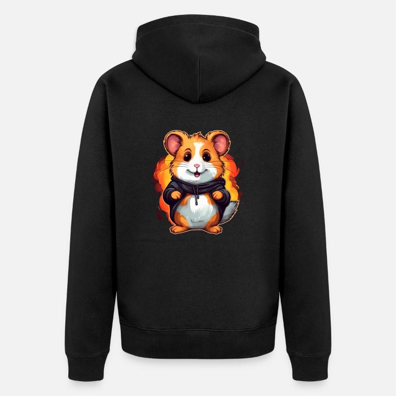 Süßer Hamster - Unisex Premium Bio Zip Hoodie - Schwarz