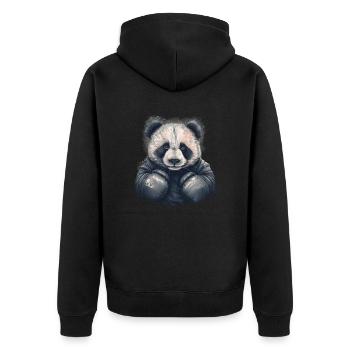 Panda Bear with Boxing Gloves Boxer Animals Fighter - Unisex Premium Organic Zip Hoodie - black - Back - Nico (187cm)