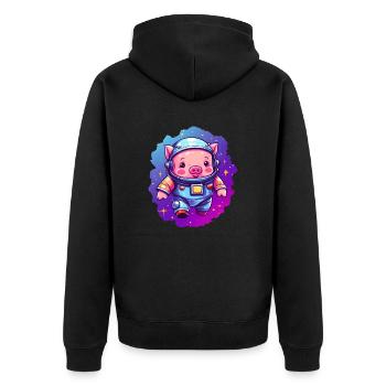 Doux cochon dans l’espace! - Veste à capuche bio Premium Unisexe - noir - Dos - Nico (187cm)