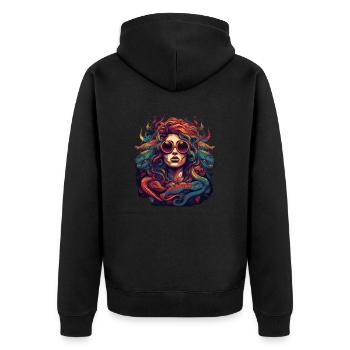 Cool Medusa tête serpents cheveux grandes couleurs - Veste à capuche bio Premium Unisexe - noir - Dos - Nico (187cm)