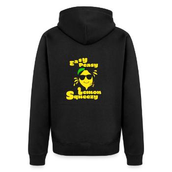 Easy Peasy Lemon Squeezy - Unisex Premium Bio Zip Hoodie - Schwarz - Hinten - Nico (187cm)
