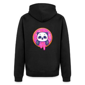 Cute panda baby and a cute dounate - Unisex Premium Organic Zip Hoodie - black - Back - Nico (187cm)