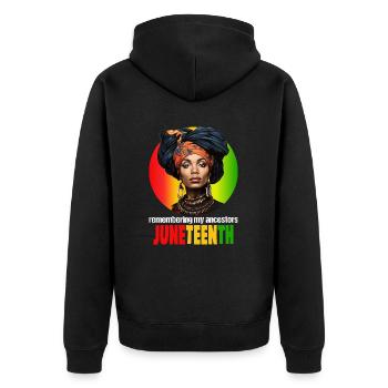 Me souvenir de mes ancêtres JUNETEENTH - Veste à capuche bio Premium Unisexe - noir - Dos - Nico (187cm)