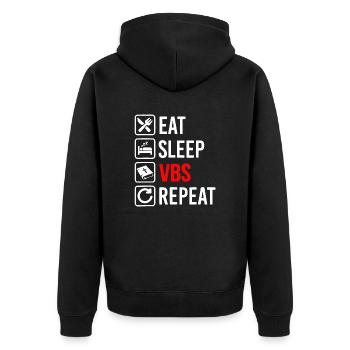 Eat Sleep Vbs Repeat - Unisex Premium Organic Zip Hoodie - black - Back - Nico (187cm)