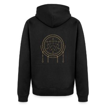 Sacred Geometry - Unisex Premium Bio Zip Hoodie - Schwarz - Hinten - Nico (187cm)