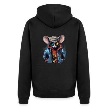 Urban Rodent: Streetwise Mouse Vibes - Veste à capuche bio Premium Unisexe - noir - Dos - Nico (187cm)