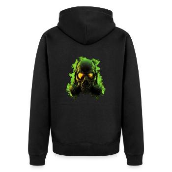 Gas Mask Green - Unisex Premium Organic Zip Hoodie - black - Back - Nico (187cm)