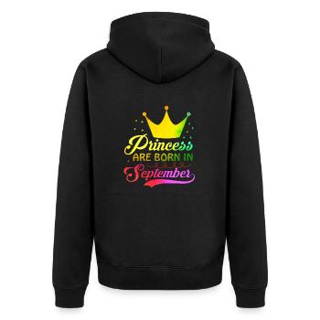 anniversaire joyeux septembre né dans funny party queen - Veste à capuche bio Premium Unisexe - noir - Dos - Nico (187cm)
