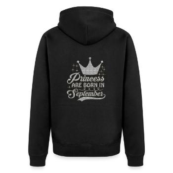 anniversaire joyeux septembre né dans funny party queen - Veste à capuche bio Premium Unisexe - noir - Dos - Nico (187cm)