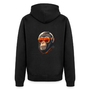 Cooler Affe mit Sonnenbrille - Unisex Premium Bio Zip Hoodie - Schwarz - Hinten - Nico (187cm)