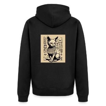 Ägyptische Katzenschablone - Unisex Premium Bio Zip Hoodie - Schwarz - Hinten - Nico (187cm)