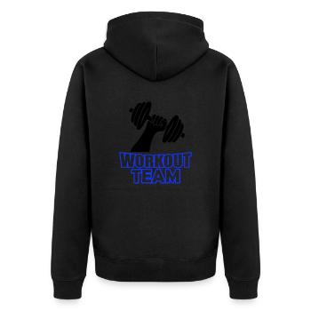 Workout Team - Unisex Premium Organic Zip Hoodie - black - Back - Nico (187cm)