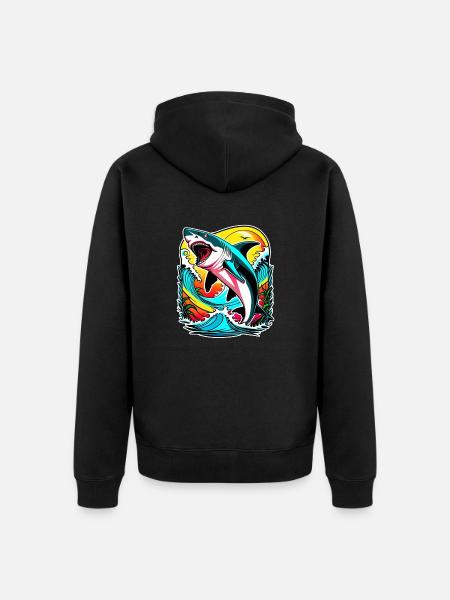 requin - Veste à capuche bio Premium Unisexe - noir