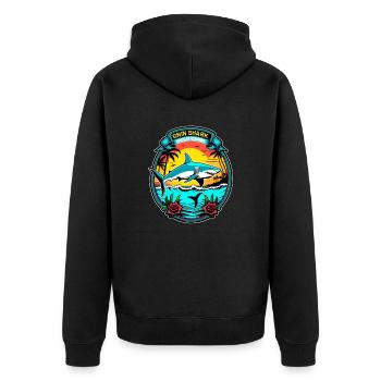 Hai - Unisex Premium Bio Zip Hoodie - Schwarz - Hinten - Nico (187cm)