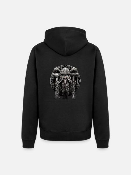 Projekt wikingów Vegvisir Odin Valhalla - Ekologiczna rozpinana bluza z kapturem Premium unisex - czarny