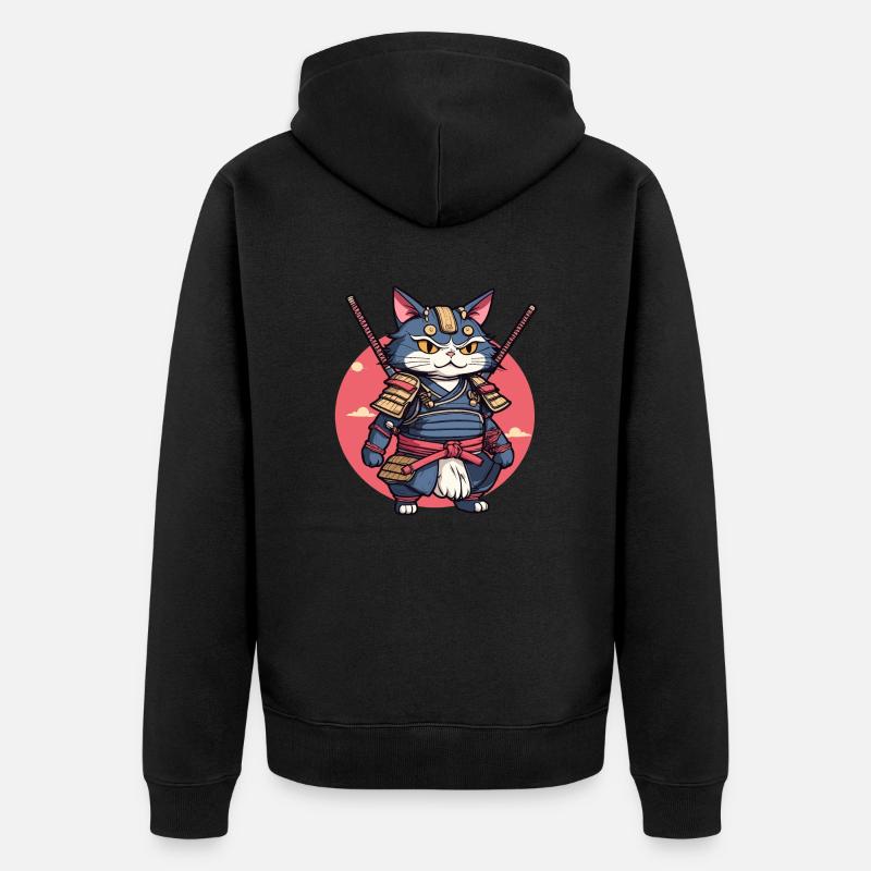 Chat samouraï #2 - Veste à capuche bio Premium Unisexe - noir