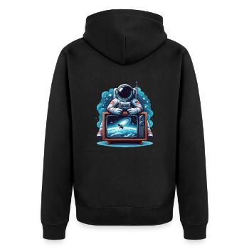 Astronaute devant la télévision cadeau de l’espace extra-atmosphérique - Veste à capuche bio Premium Unisexe - noir - Dos - Nico (187cm)
