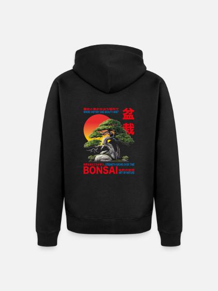 Bonsai Zen Teez - Unisex Premium Organic Zip Hoodie - black
