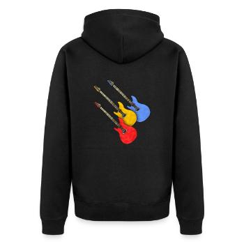 Gitarren - Unisex Premium Bio Zip Hoodie - Schwarz - Hinten - Nico (187cm)